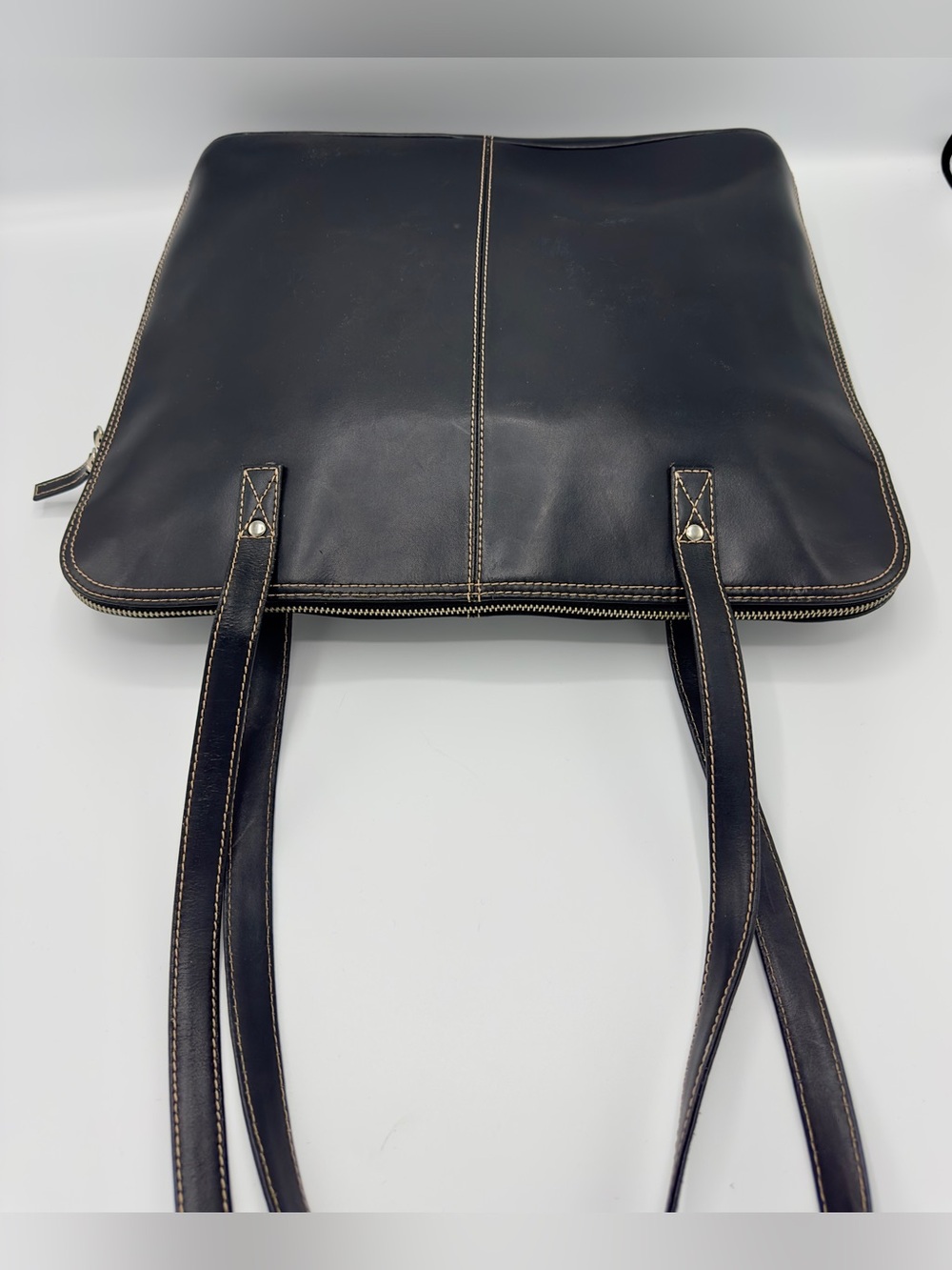 Wilsons Leather Pelle Studio Black Leather Laptop Tote Bag - Picture 9 of 16
